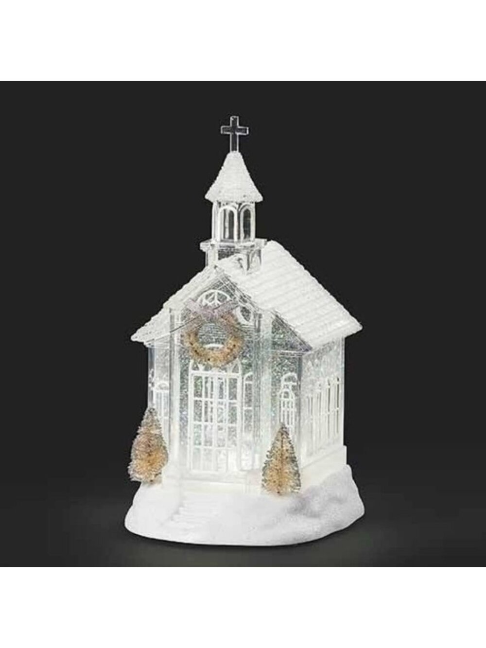 Elegant 10.25" White & Gold LED Swirl Christmas Tabletop Decor for Church or